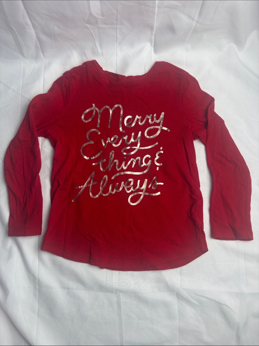 Toddler Girls’ Long Sleeve Shirt. Old Navy. “Merry Everything & Always” Size 3T